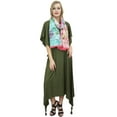 thumbnail image 1 of Bimba Women's Dark Olive Green Asymmetrical Hem Maxi Dress With Scarf Dresses-12, 1 of 9