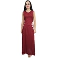 thumbnail image 1 of Bimba Women's Designer Embroidered Maxi Dress Sleeveless Maroon Party Wear-22, 1 of 6