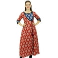 thumbnail image 1 of Bimba Women's Designer Indian Clothing Angrakha Style Cotton Kurta Kurti Indian Ethnic Wear , Maroon, 24, 1 of 9