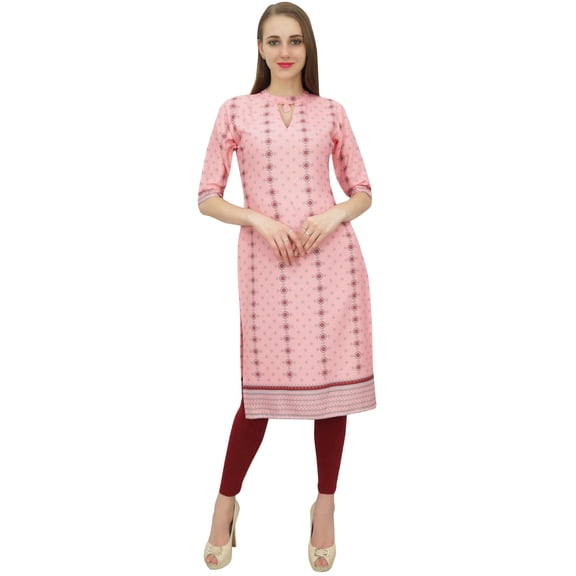 Bimba Women's Designer Pink Printed Tunic Top Sassy Kurta Festive Kurti-8