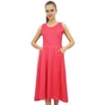 thumbnail image 1 of Bimba Women's Designer Rayon Dress With Pockets Solid Peach Maxi With Scarf - 30, 1 of 5