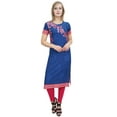 thumbnail image 1 of Bimba Women's Digital Printed Blue Kurti Tunic Rayon Designer Kurta Blouse-4, 1 of 5