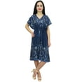 thumbnail image 1 of Bimba Women's Drawstring Waist Knee Length Dress Navy Blue Summer Casual Wear-20, 1 of 5