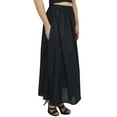 thumbnail image 1 of Bimba Women's Elastic Tassels Waist Bohemian Style Cotton Black Long Skirt-M, 1 of 4