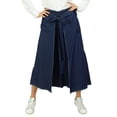 thumbnail image 1 of Bimba Women's Elastic Waistband Denim Culotte Fisherman Style Knot Detail Pants, 1 of 5
