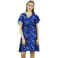 thumbnail image 1 of Bimba Women's Floral Blue Satin Kimono Bridesmaid Drawstring Cover Up Kaftan-20, 1 of 9