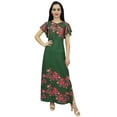 thumbnail image 1 of Bimba Women's Floral Print Georgette Dress Sleeve Green Summer Wear-26, 1 of 6