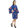 thumbnail image 1 of Bimba Women's Floral Print Royal Blue Bridesmaid Sleepwear Kimono Robe - 8, 1 of 4