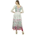 thumbnail image 1 of Bimba Women's Floral Print White Anarkali Flared Classic Blouse Kurti Kurta-4, 1 of 5