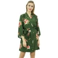 thumbnail image 1 of Bimba Women's Floral Printed Georgette Bridesmaid Robe Green Coverup Wrap-4, 1 of 1