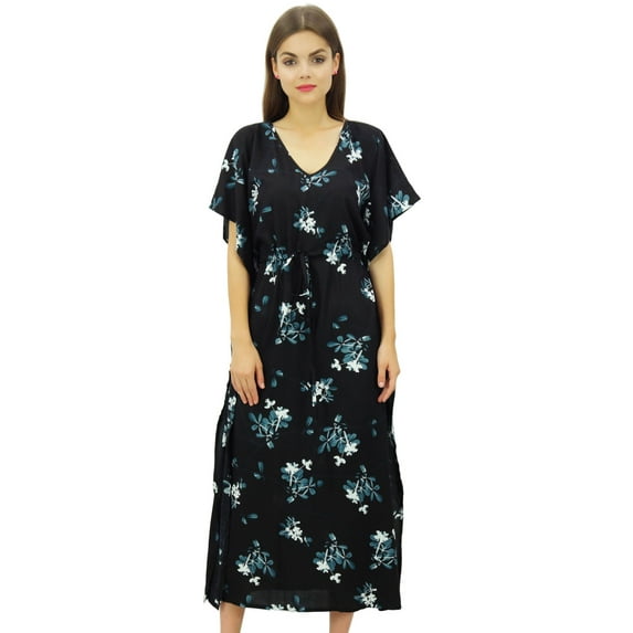 Bimba Women's Floral Printed Kimono Kaftan Long Maxi Caftan Night Gown Coverup