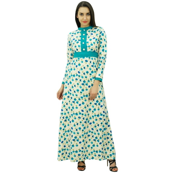Bimba Women's Floral Winter Maxi Dress Long Printed Rayon