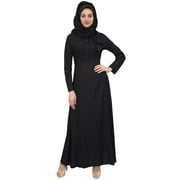 Bimba Womens Full-Sleeve Black Muslim Clothing Abaya Maxi Dress With Hizab-8