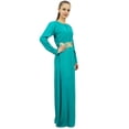 thumbnail image 1 of Bimba Women's Full Sleeve Dress Turquoise Casual Rayon Muslim Maxi Dresses-16, 1 of 4