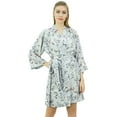 thumbnail image 1 of Bimba Women's Gray Floral Printed Georgette Bridesmaid Getting Ready Coverup-24, 1 of 8