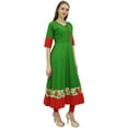 thumbnail image 1 of Bimba Women's Green Anarkali Custom Kurta Kurti 3/4 Sleeve Indian Blouse-8, 1 of 5