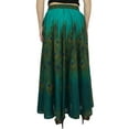 thumbnail image 1 of Bimba Women's Green Peacock Feather Print Cotton Summer Skirt Elastic Waist-S, 1 of 4