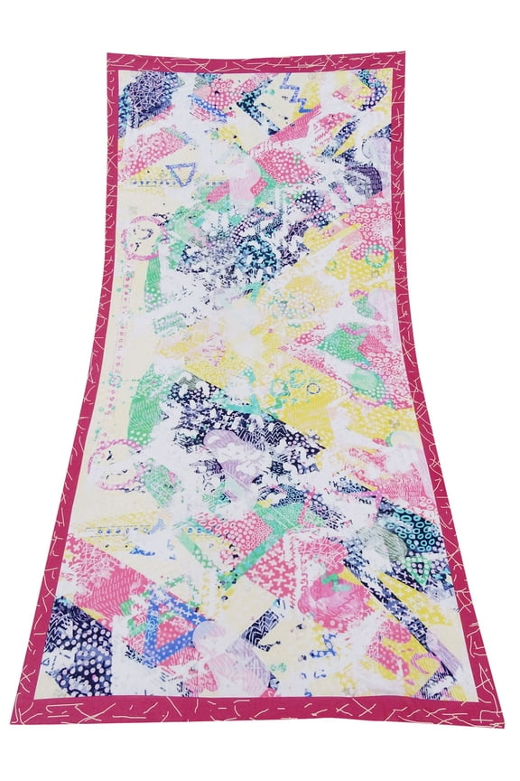 Women's Indian Designer Asymmetrical Hem Blue Rayon Kurta With Scarf-28