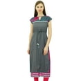 thumbnail image 1 of Bimba Women's Indian Kurti Cap Sleeve Double Layer Straight Kurta With Drawstring Waist, 1 of 8