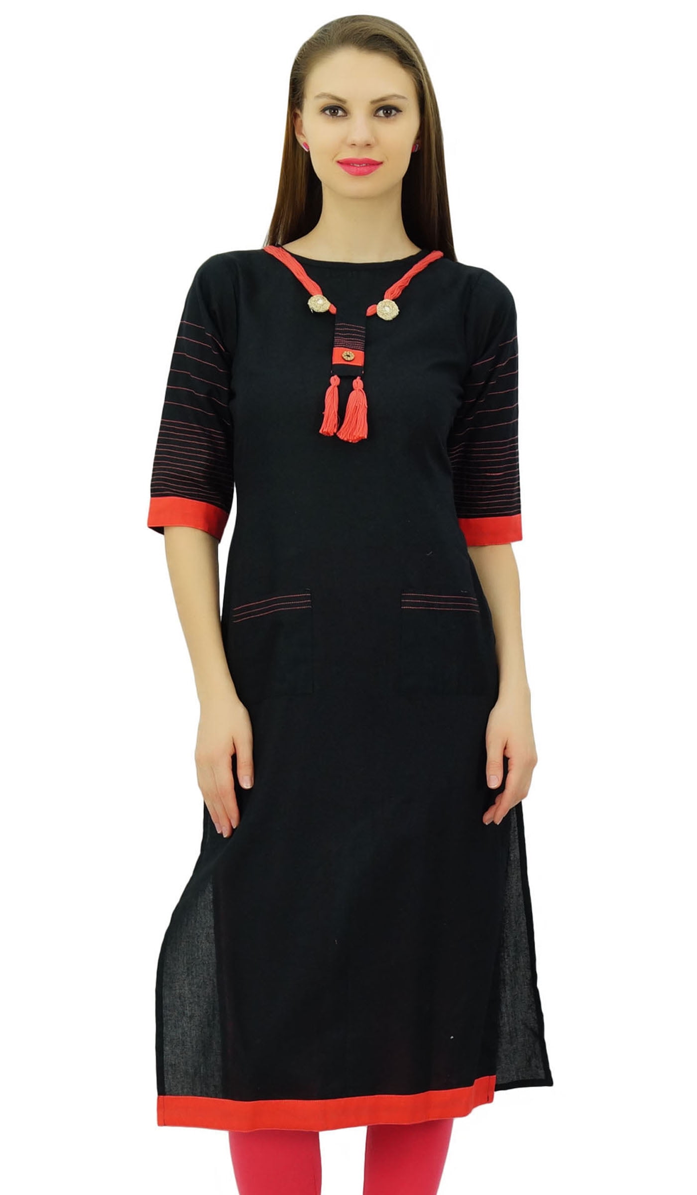 Buy Tulsi Fashion Women's Kurta Rayon Khadi Straight Style Kurti for Women/Girls  (TF21031_XXXL, White - Pink Stripes, XXX-Large) at Amazon.in