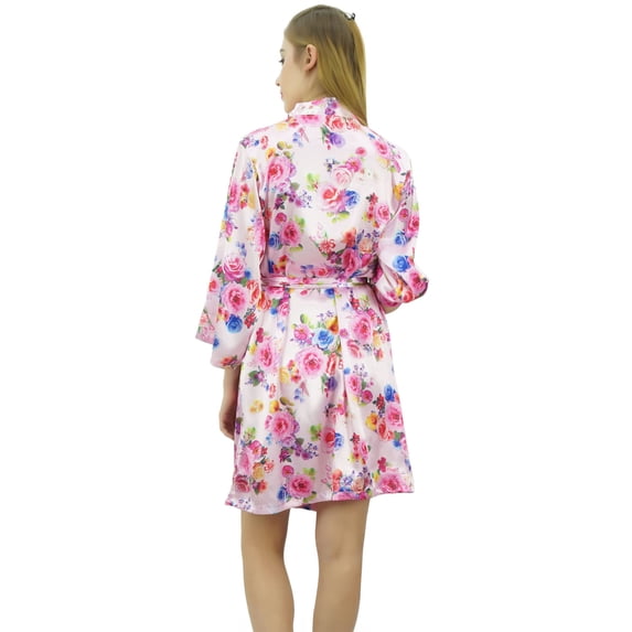 Bimba Women's Kimono Pink Bridesmaid Sleepwear Floral Printed Coverup Gift-10