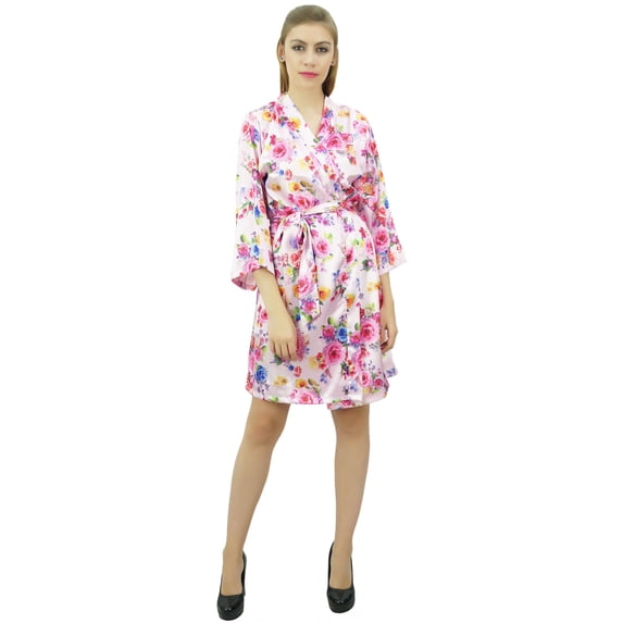 Bimba Women's Kimono Pink Bridesmaid Sleepwear Floral Printed Coverup Gift-16