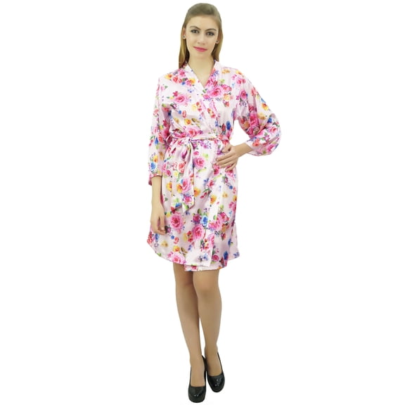 Bimba Women's Kimono Pink Bridesmaid Sleepwear Floral Printed Coverup Gift-4