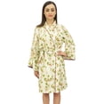 thumbnail image 1 of Bimba Women's Kimono Robe Cotton Poplin Floral Printed Short Nightwear Wrap-10, 1 of 6