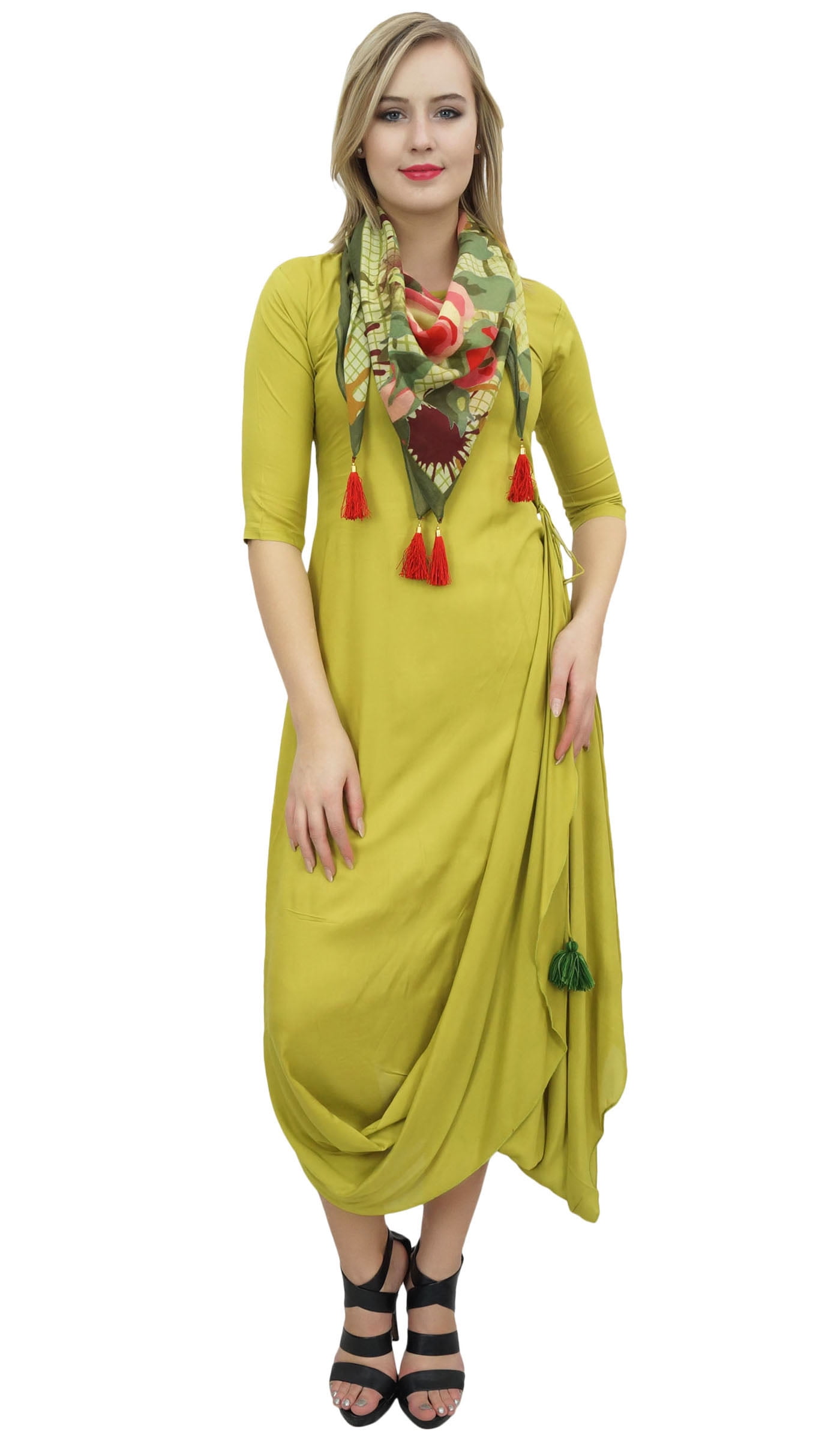 olive green dress with scarf Sarina main image 0