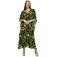 thumbnail image 1 of Bimba Women's Long Black Designer Drawstring Waist Kimono Cover Up Kaftan-4, 1 of 5