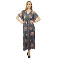 thumbnail image 1 of Bimba Women's Long Getting Ready Gray Gown Drawstring Floral Kaftan Kimono - 4, 1 of 1
