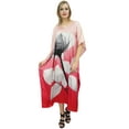 thumbnail image 1 of Bimba Women's Long Kaftan Dress Chic Floral Satin Peach Caftan Kimono Coverup-4, 1 of 8