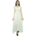 thumbnail image 1 of Bimba Women's Long Maxi Cotton Beach Dress Drawstring Waist Strappy Resort Dresses, 1 of 8