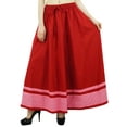 thumbnail image 1 of Bimba Women's Long Maxi Skirt With Contrast Border Boho Skirt With Elastic Waist, 1 of 9