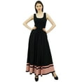 thumbnail image 1 of Bimba Women's Long Maxi Skirt With Contrast Border Boho Skirt With Elastic Waist, 1 of 7