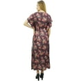 thumbnail image 1 of Bimba Women's Long Satin Maxi Drawstring Floral Kaftan Kimono Wine Gown - 12, 1 of 1
