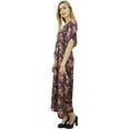 thumbnail image 1 of Bimba Women's Long Satin Maxi Drawstring Floral Kaftan Kimono Wine Gown - 8, 1 of 1