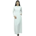 thumbnail image 1 of Bimba Women's Long Sleeve Maxi Mandarin Collar Plain Jilbab Dress With Pockets, 1 of 7