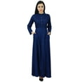 thumbnail image 1 of Bimba Women's Long Sleeve Maxi Mandarin Collar Plain Jilbab Dress With Pockets, 1 of 6