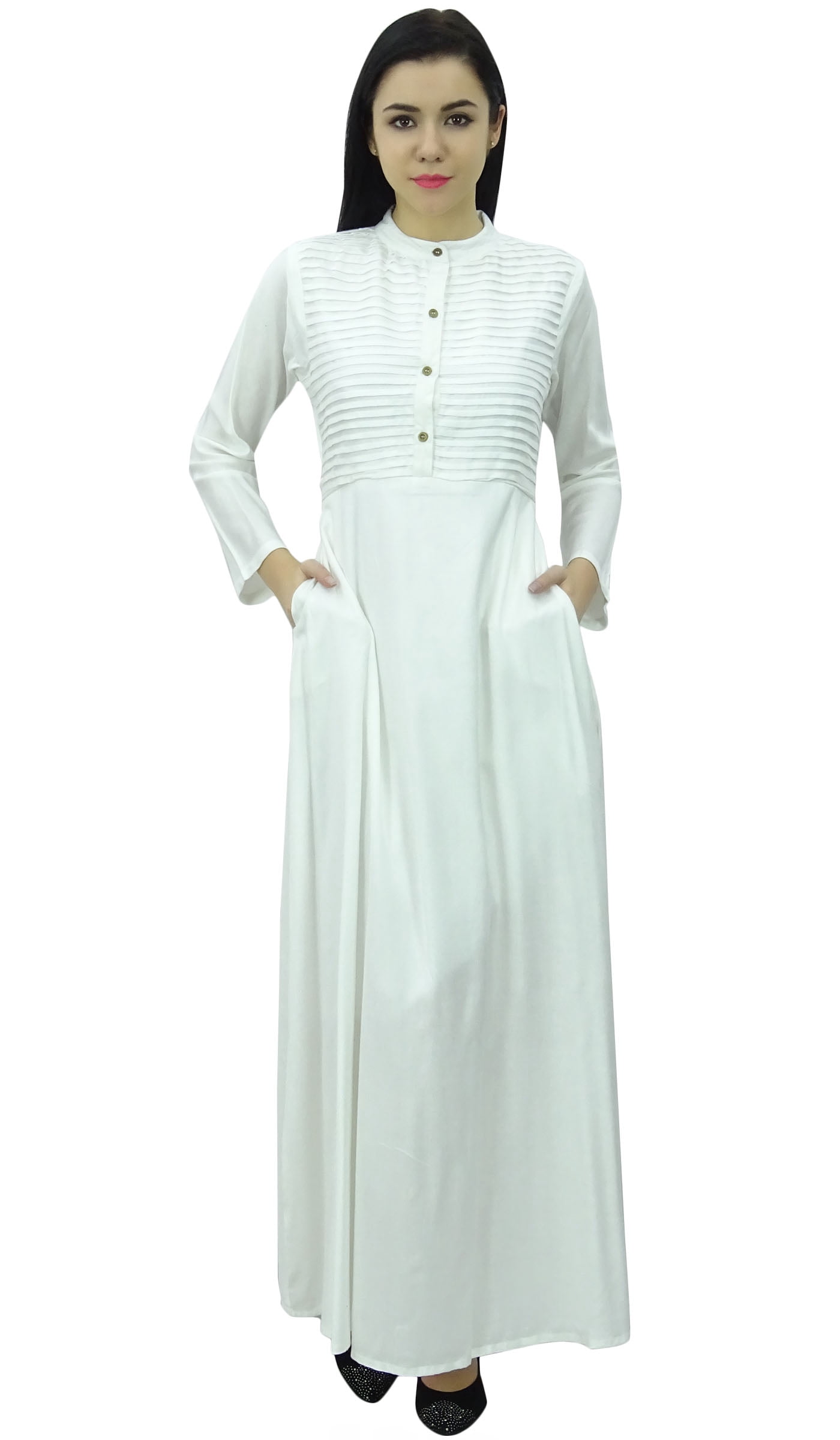 Bimba Women's Long Sleeve Jilbab Dress - Rayon Maxi Dress With Pockets & Tie Belt - View #10