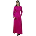 thumbnail image 1 of Bimba Women's Long Sleeve Maxi Mandarin Collar Plain Jilbab Dress With Pockets, 1 of 7