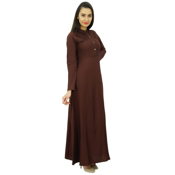 Bimba Women's Long Sleeve Solid Abaya Maxi Jilbab Casual Dress