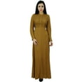 thumbnail image 1 of Bimba Women's Mandarin Collar Plain Jilbab Dress With Pockets Full Sleeve Maxi, 1 of 7