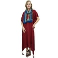 thumbnail image 1 of Bimba Women's Maroon Asymmetrical Hem Maxi Dress With Scarf Summer Dresses-8, 1 of 9