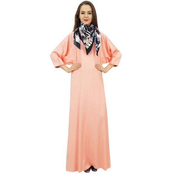Bimba Women's Maxi Dress With Tassel With Scarf Boho Peach Summer Dresses-20