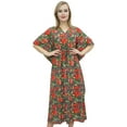 thumbnail image 1 of Bimba Women's Maxi Floral Long Kaftan Dark Gray Caftan Dress Cotton Coverup-6, 1 of 6