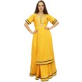 thumbnail image 1 of Bimba Women's Mustard Classy Cotton Long Kurta Skirt Dress Indian Clothing - 10, 1 of 6