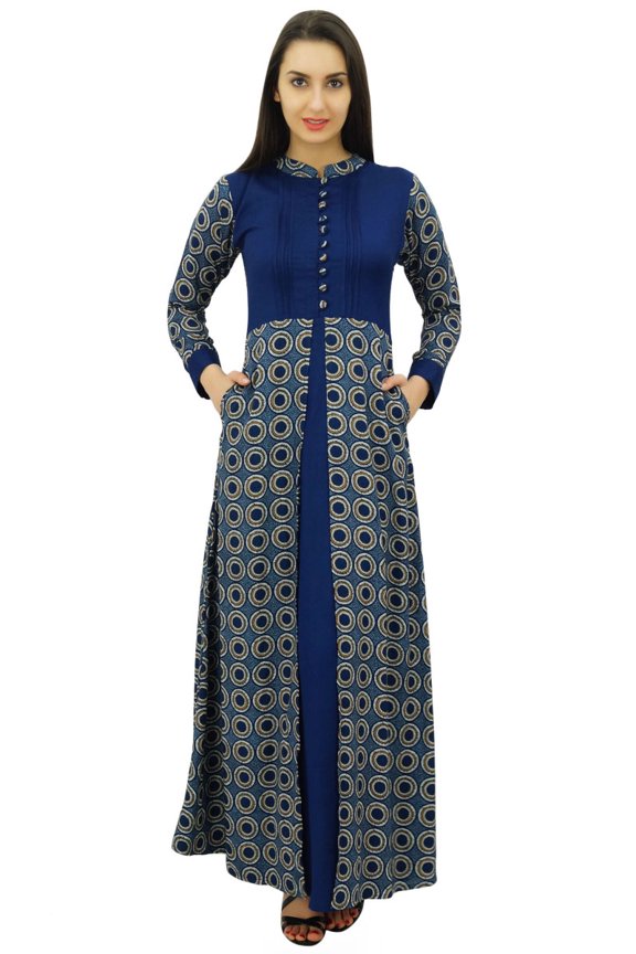 Women's Pashmina Blend Printed Maxi Winter Jilbab Dress