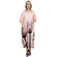 thumbnail image 1 of Bimba Women's Peach Caftan Coverup Dress Floral Satin Designer Long Kaftan-8, 1 of 7