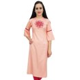 thumbnail image 1 of Bimba Women's Peach Embroidered Kurti Tunic Designer Ethnic Indian Kurta-10, 1 of 8